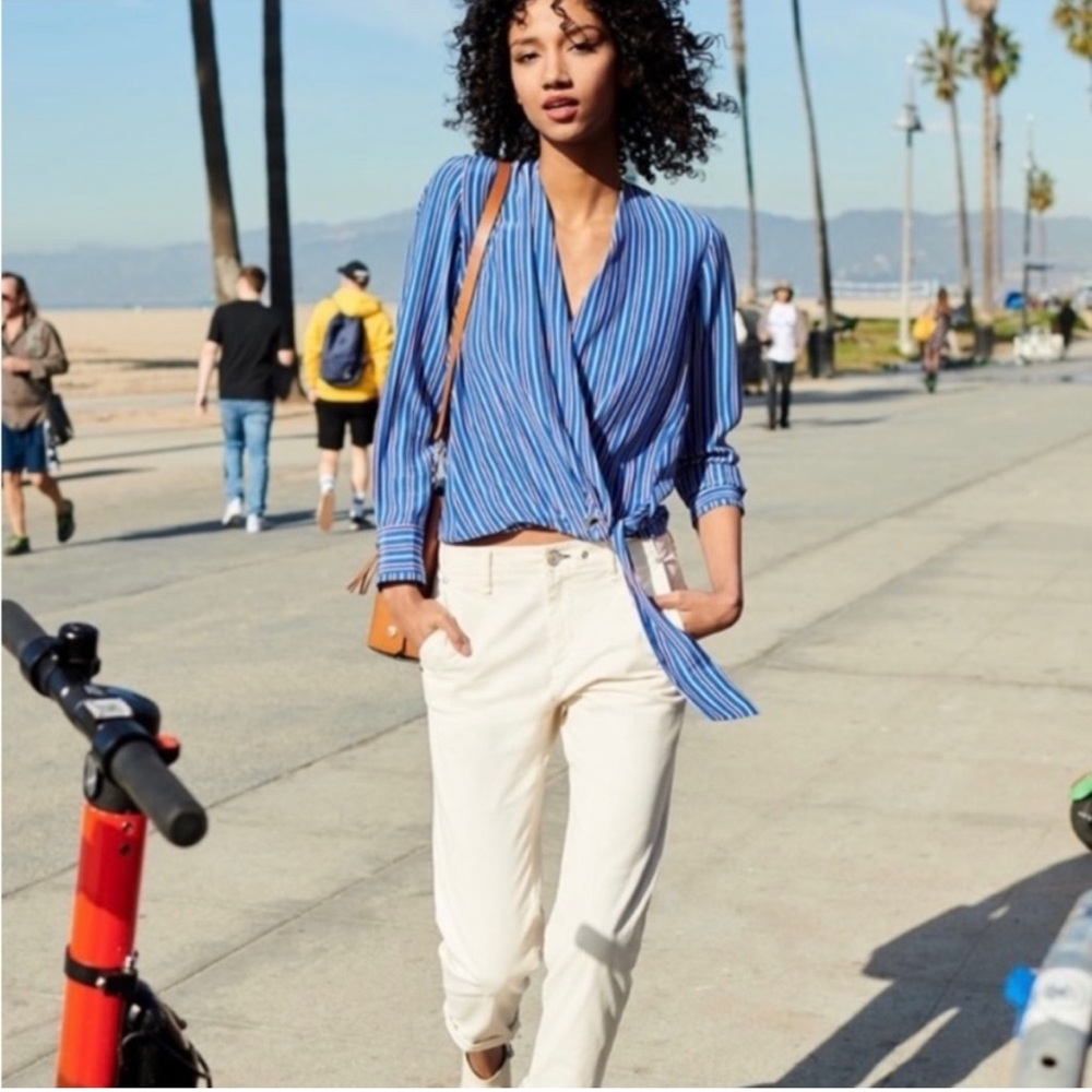 Rag & Bone Felix Wrap Silk Blouse M